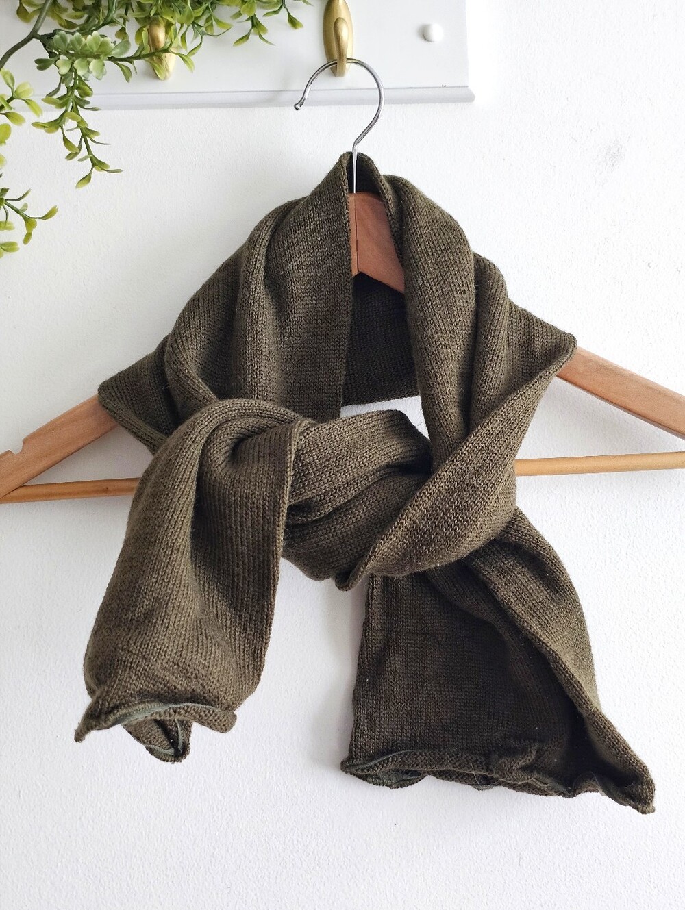 Vintage US Military 100% Wool Tube Scarf Neckwear Olive Green 8x44 Army Issue